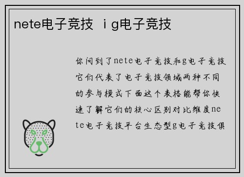 nete电子竞技 ⅰg电子竞技